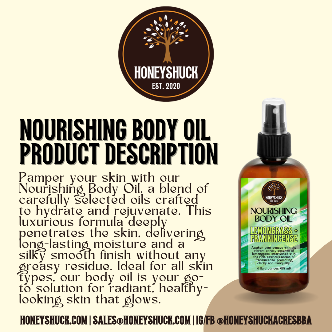 Body Oil | Nourishing | 4 fl oz | Choice of Scent