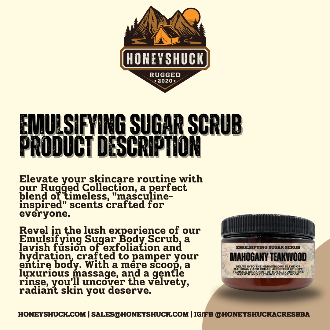 Rugged Body Sugar Scrub | 4 oz Jar | Choice of Scent | Net Wt 5 oz