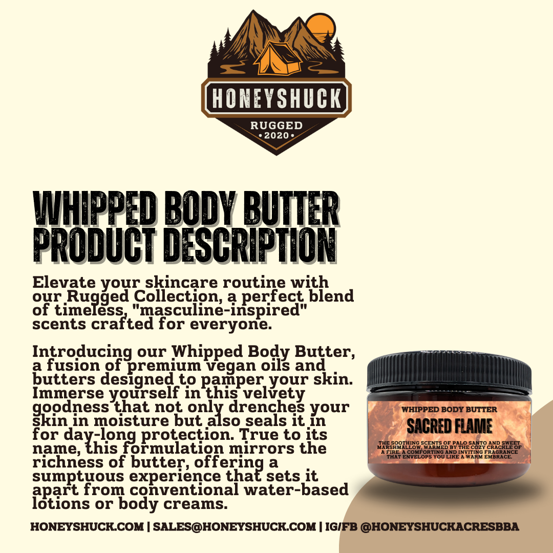 Rugged Whipped Body Butter | 4 oz Jar | Choice of Scent | Net Wt 2 oz