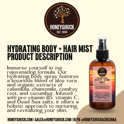 Body + Hair Mist | Hydrating Spray | 8 fl oz | Choice of Scent