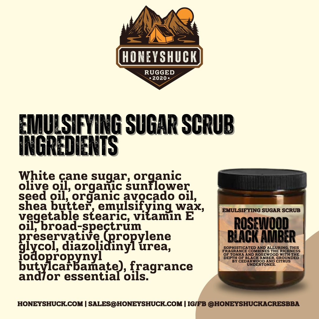 Rugged Body Sugar Scrub | 8 oz Jar | Choice of Scent | Net Wt 10 oz