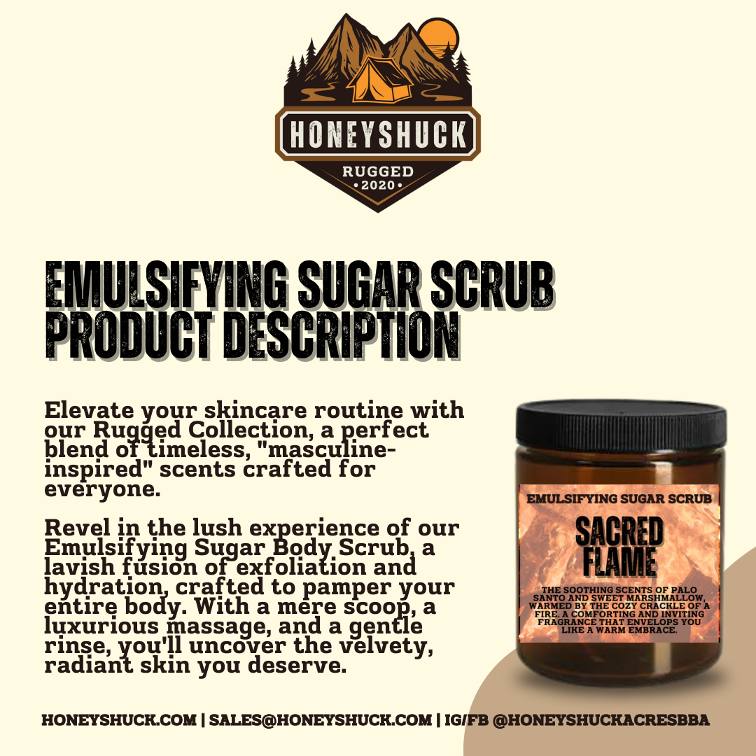 Rugged Body Sugar Scrub | 8 oz Jar | Choice of Scent | Net Wt 10 oz