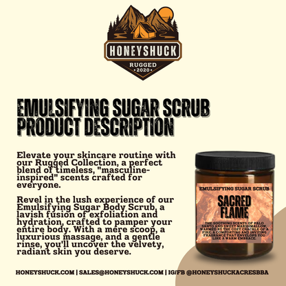 Rugged Body Sugar Scrub | 8 oz Jar | Choice of Scent | Net Wt 10 oz