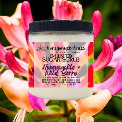 Emulsified Sugar Body Scrub | Honeysuckle + Wild Berry | Choice of Size
