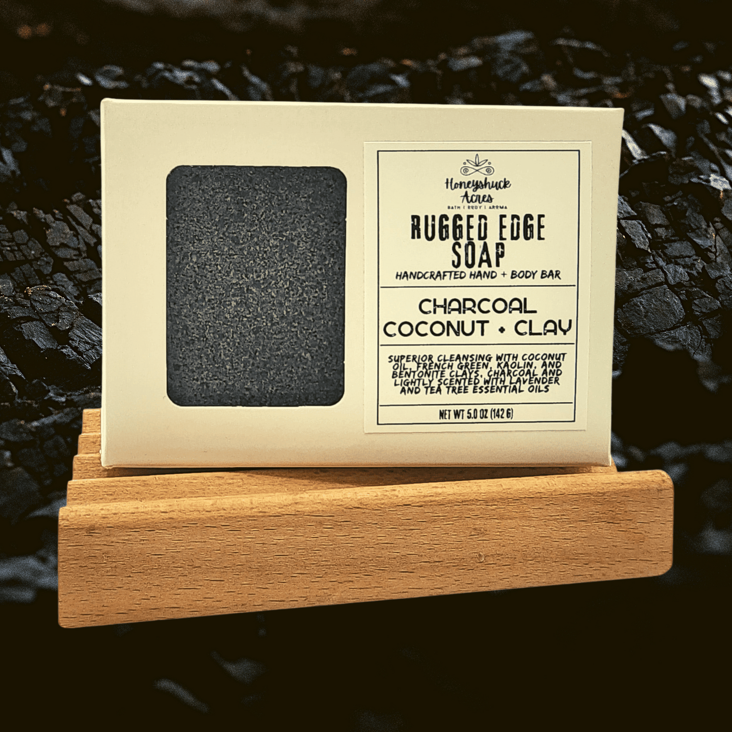 Rugged Edge Bar Soap | Charcoal Coconut + Clay | Hand + Body | Net Wt 5.0 oz