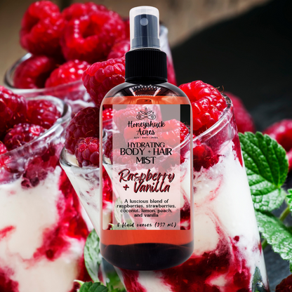 Hydrating Body + Hair Mist | Raspberry + Vanilla | Choice of Size | Spray