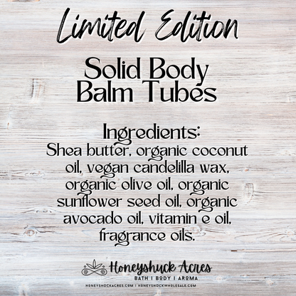 Limited Edition Body Balm Tube | Peach + Berry Bliss | Vegan Solid Lotion Bar