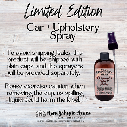 Limited Edition Car + Upholstery Spray | Rosewood + Black Amber | Odor Eliminating Air Freshener