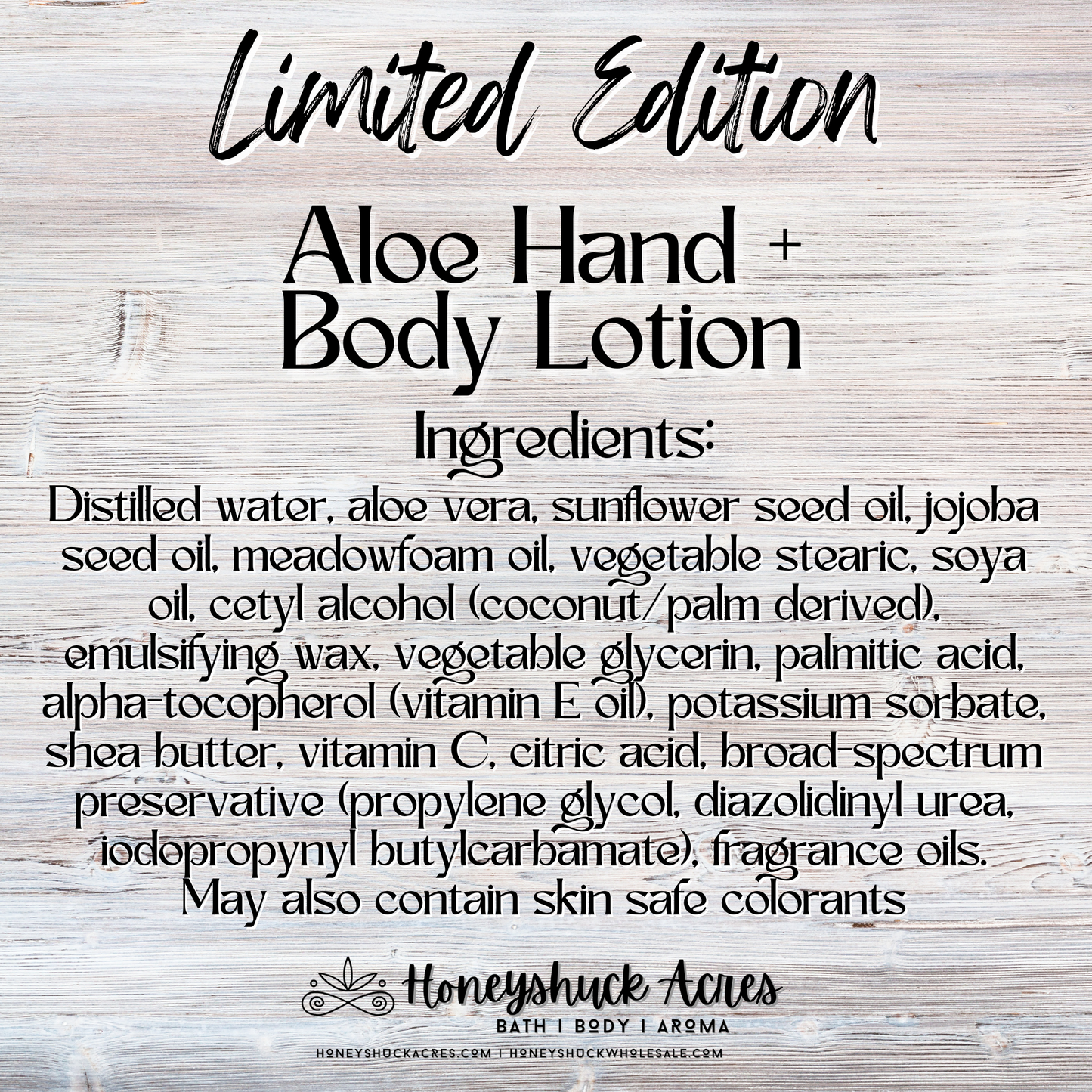 Limited Edition Aloe Hand + Body Lotion | Rosewood + Black Amber