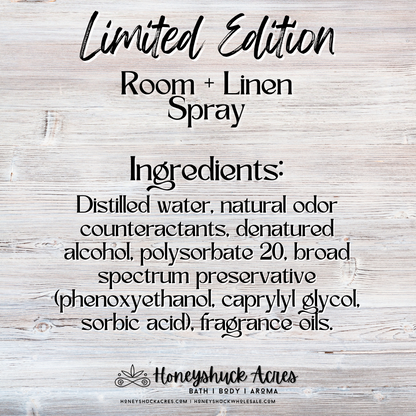 Limited Edition Room + Linen Spray | Rosewood + Black Amber | Odor Eliminating Air Freshener