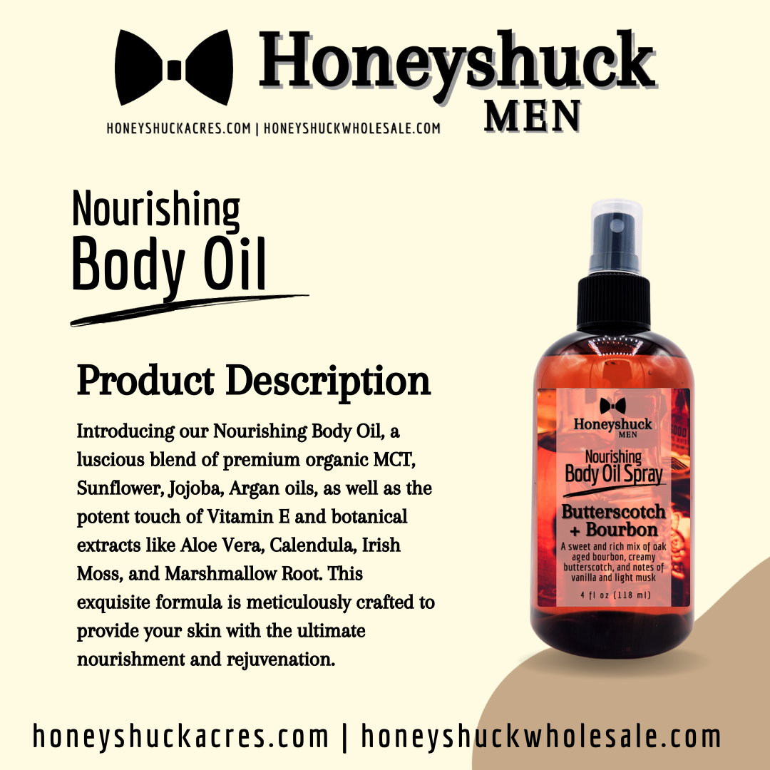 Men's Nourishing Body Oil | Butterscotch + Bourbon | Vegan
