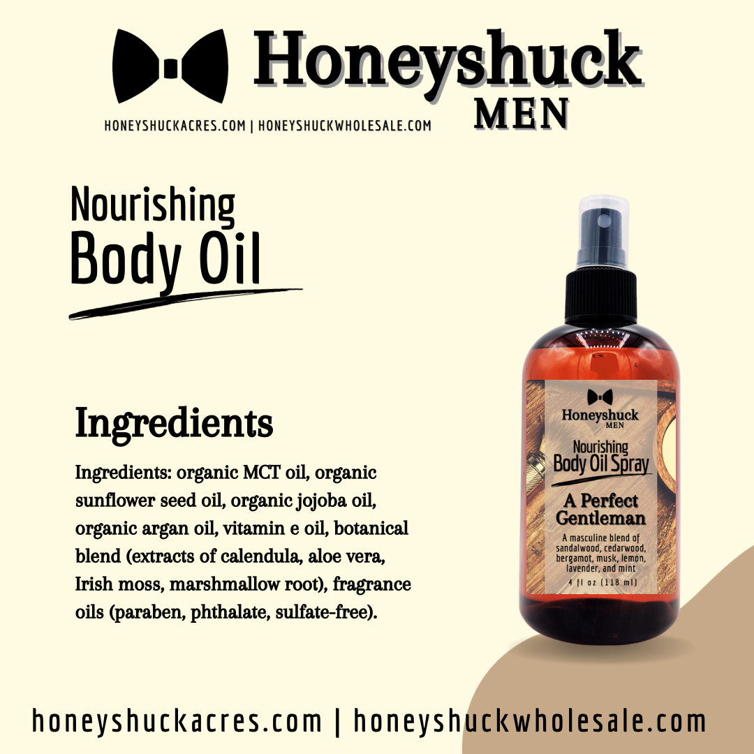 Men's Nourishing Body Oil | Tobacco + Bay Leaf | Vegan