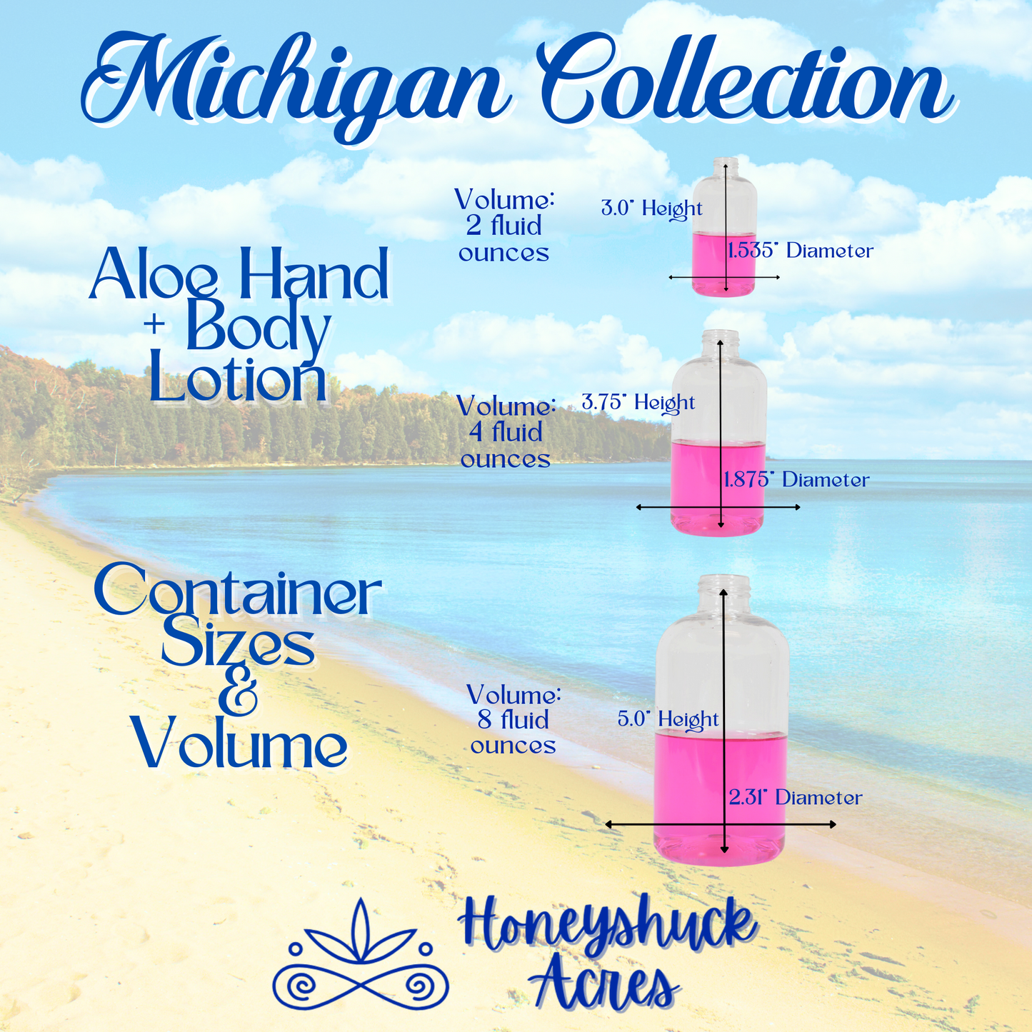 Michigan Hand + Body Lotion | Old Mission Peninsula Inspired Scent | Choice of Size