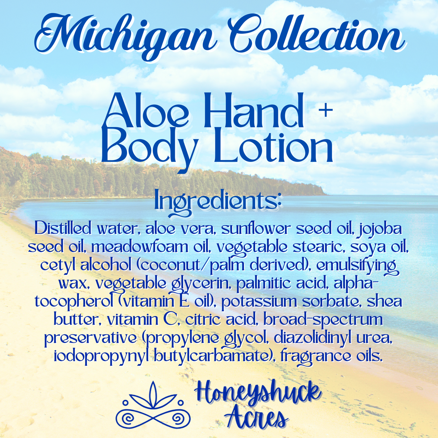 Michigan Hand + Body Lotion | Sleeping Bear Dunes Inspired Scent | Choice of Size