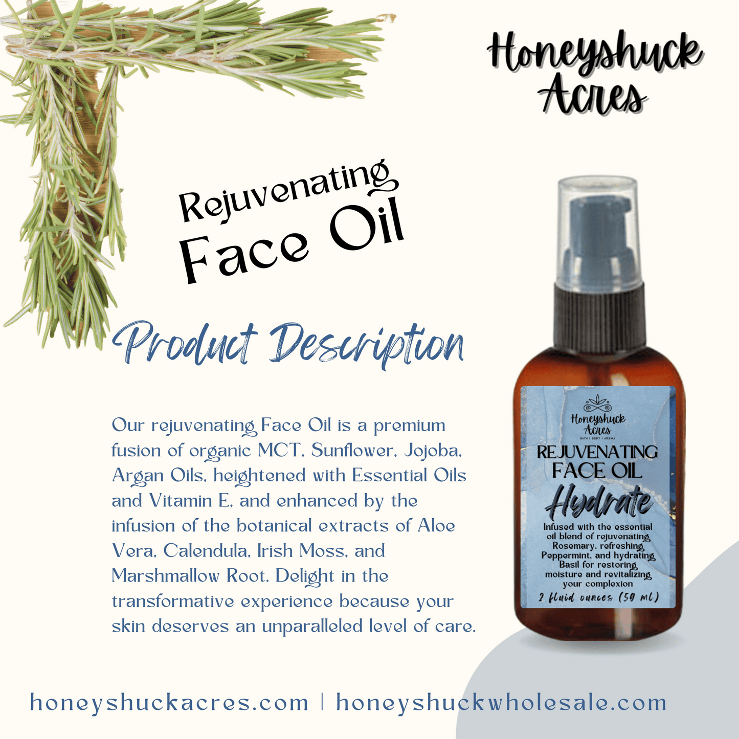 Face Oil | Hydrate | Essential Oils + Botanical Extracts | 2 fluid ounces