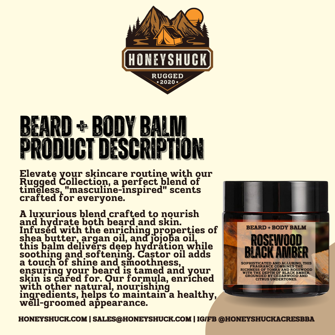 Rugged Beard + Body Balm | Net Wt 2 oz | Choice of Scent