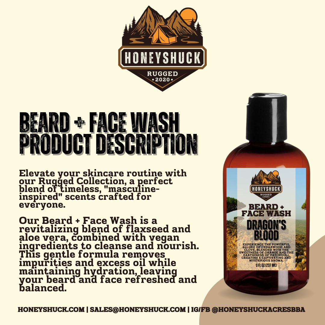 Rugged Beard + Face Wash | 4 fl oz | Choice of Scent