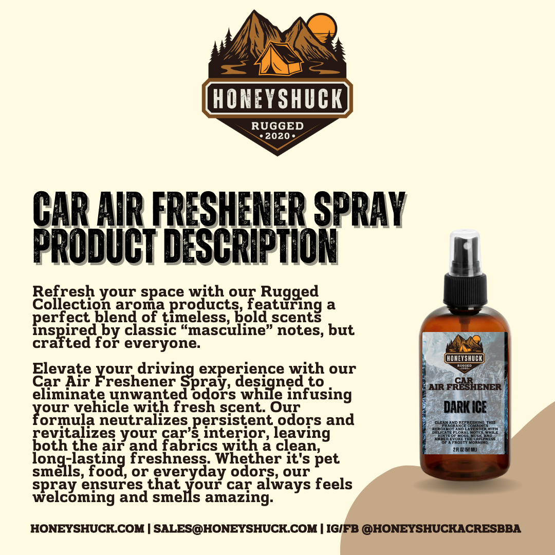 Rugged Car Air Freshener Spray | 2 fl oz | Choice of Scent